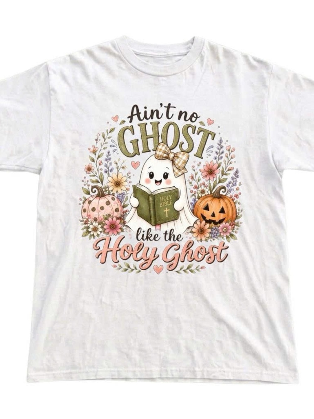 Gildan Shirt White 'Ain't No Ghost Like the Holy Ghost' Graphic Tee